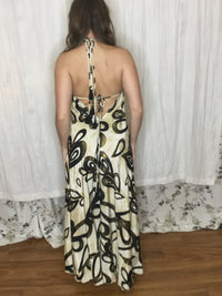 Muse Maxi Cleo | Ivory & Black Abstract Flowy Halter Maxi Dress