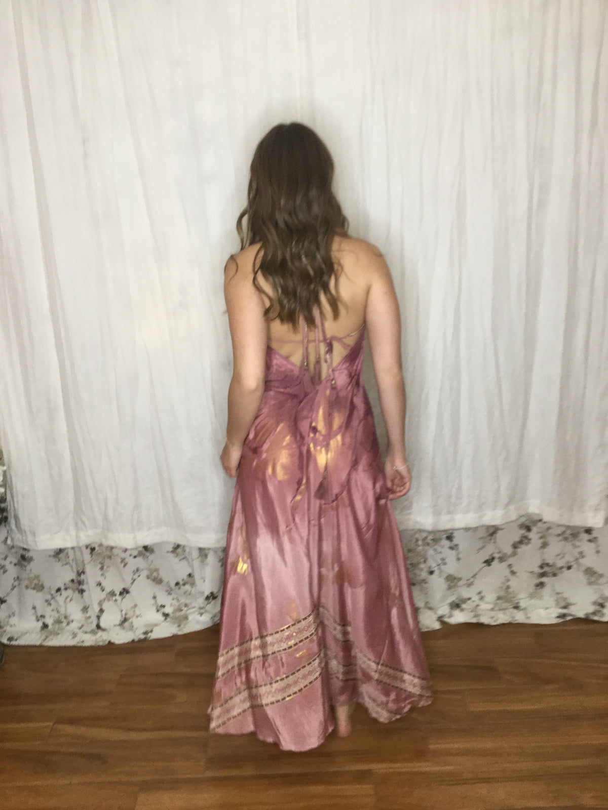 Muse Maxi Rhiannon | Dusty Rose & Gold Flowy Halter Maxi Dress