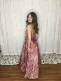 Muse Maxi Rhiannon | Dusty Rose & Gold Flowy Halter Maxi Dress
