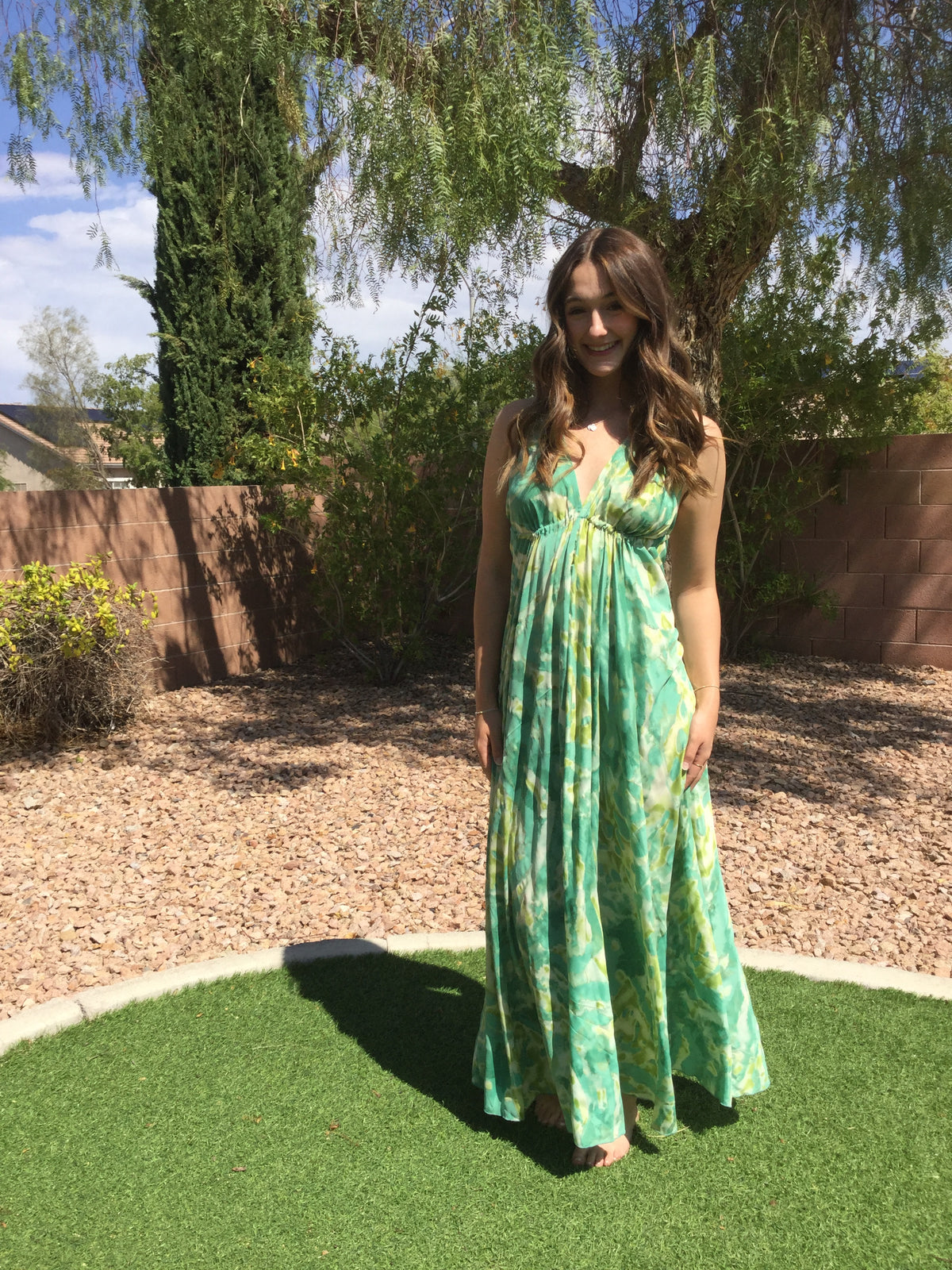 Muse Maxi Willow | Green Watercolor Flowy Halter Maxi Dress