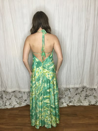 Muse Maxi Willow | Green Watercolor Flowy Halter Maxi Dress