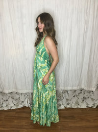 Muse Maxi Willow | Green Watercolor Flowy Halter Maxi Dress