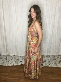 Muse Maxi Marisol | Rust & Gold Floral Flowy Halter Maxi Dress