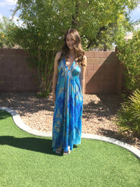 Muse Maxi Laguna | Blue Watercolor Flowy Halter Maxi Dress