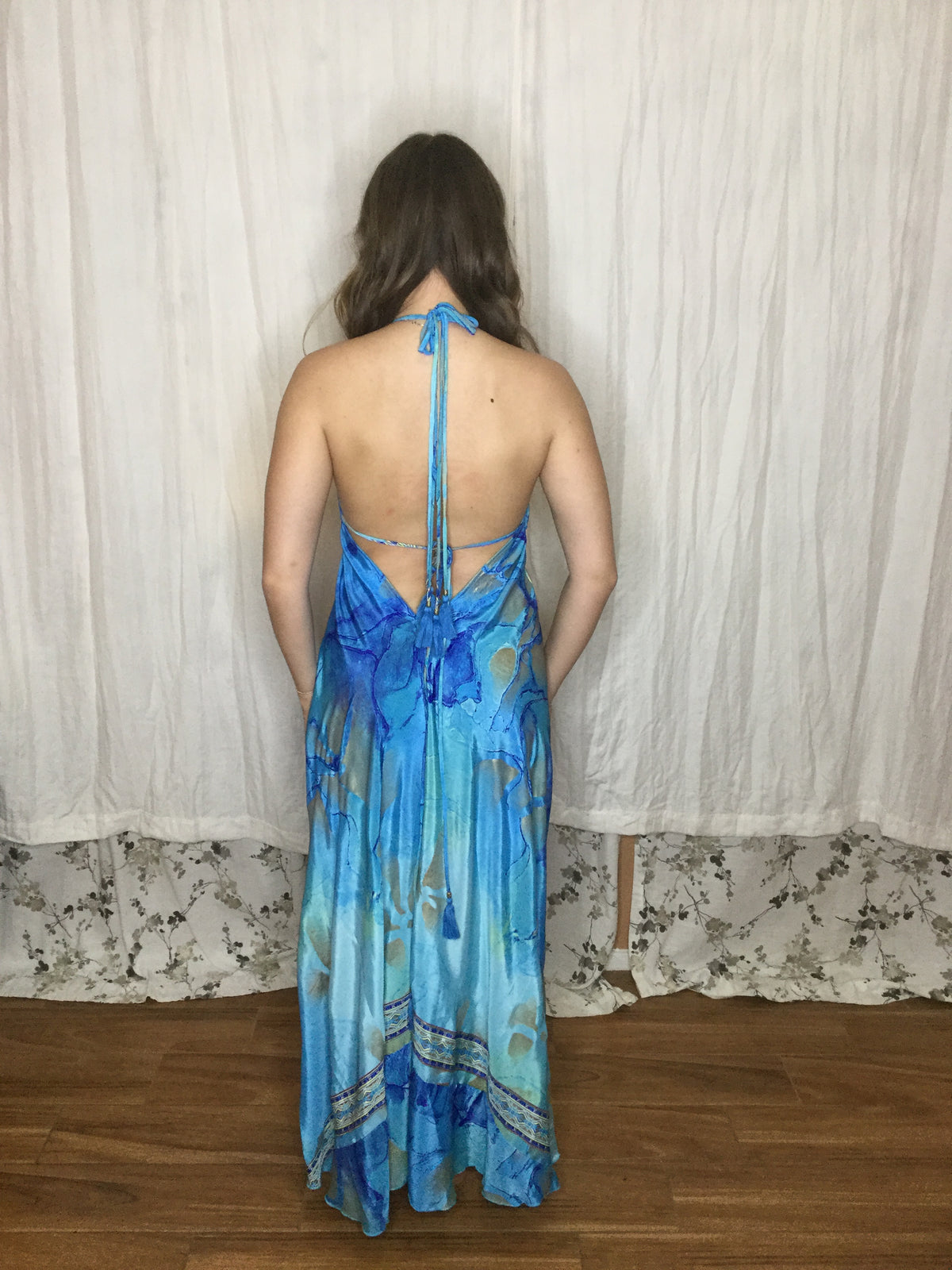 Muse Maxi Laguna | Blue Watercolor Flowy Halter Maxi Dress