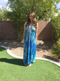 Muse Maxi Laguna | Blue Watercolor Flowy Halter Maxi Dress