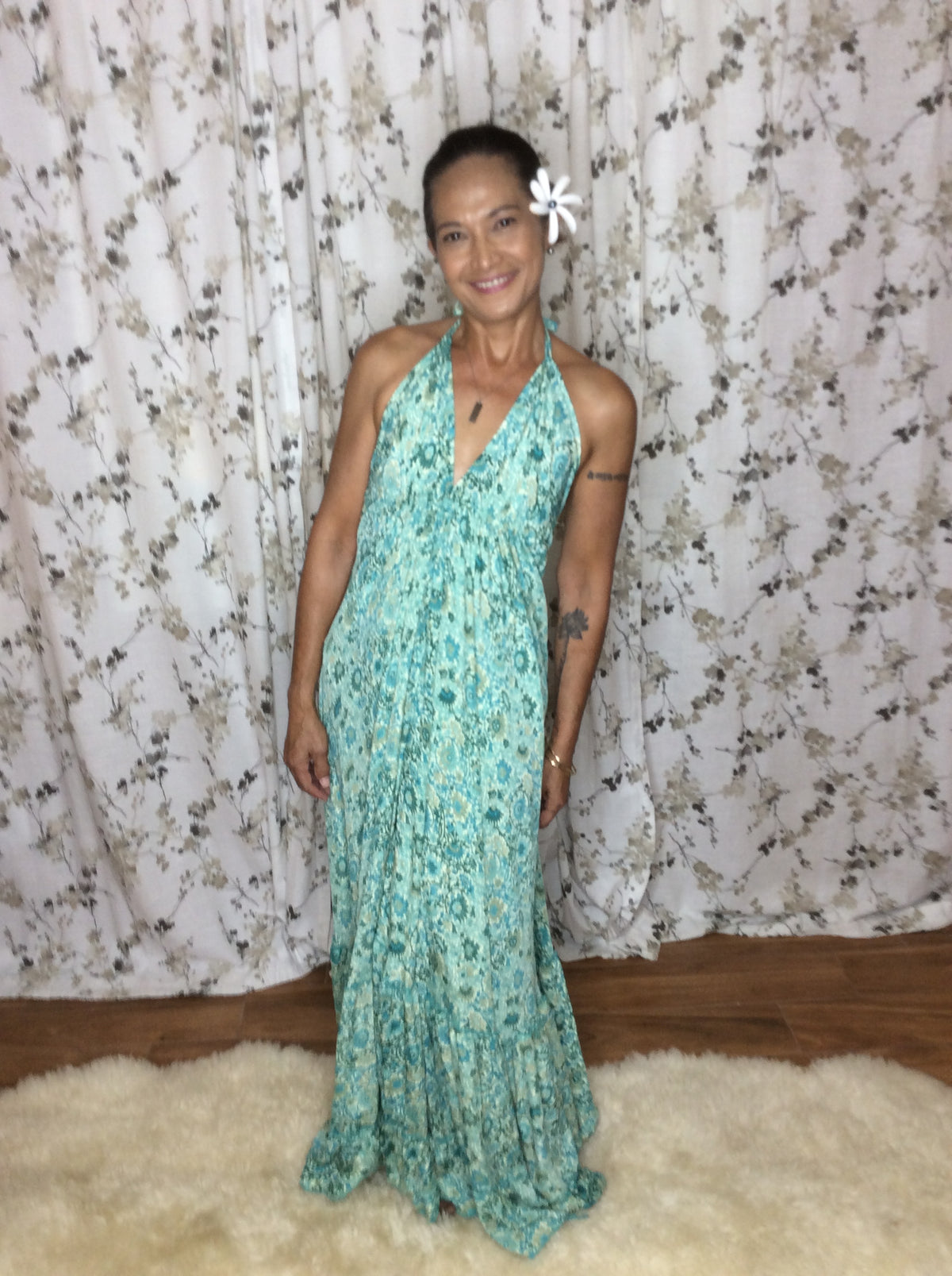 Muse Maxi Isla l Aqua Flowy Maxi Dress l Sacred Wild