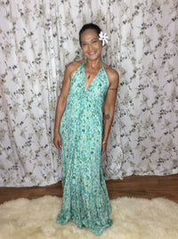 Muse Maxi Isla l Aqua Flowy Maxi Dress l Sacred Wild