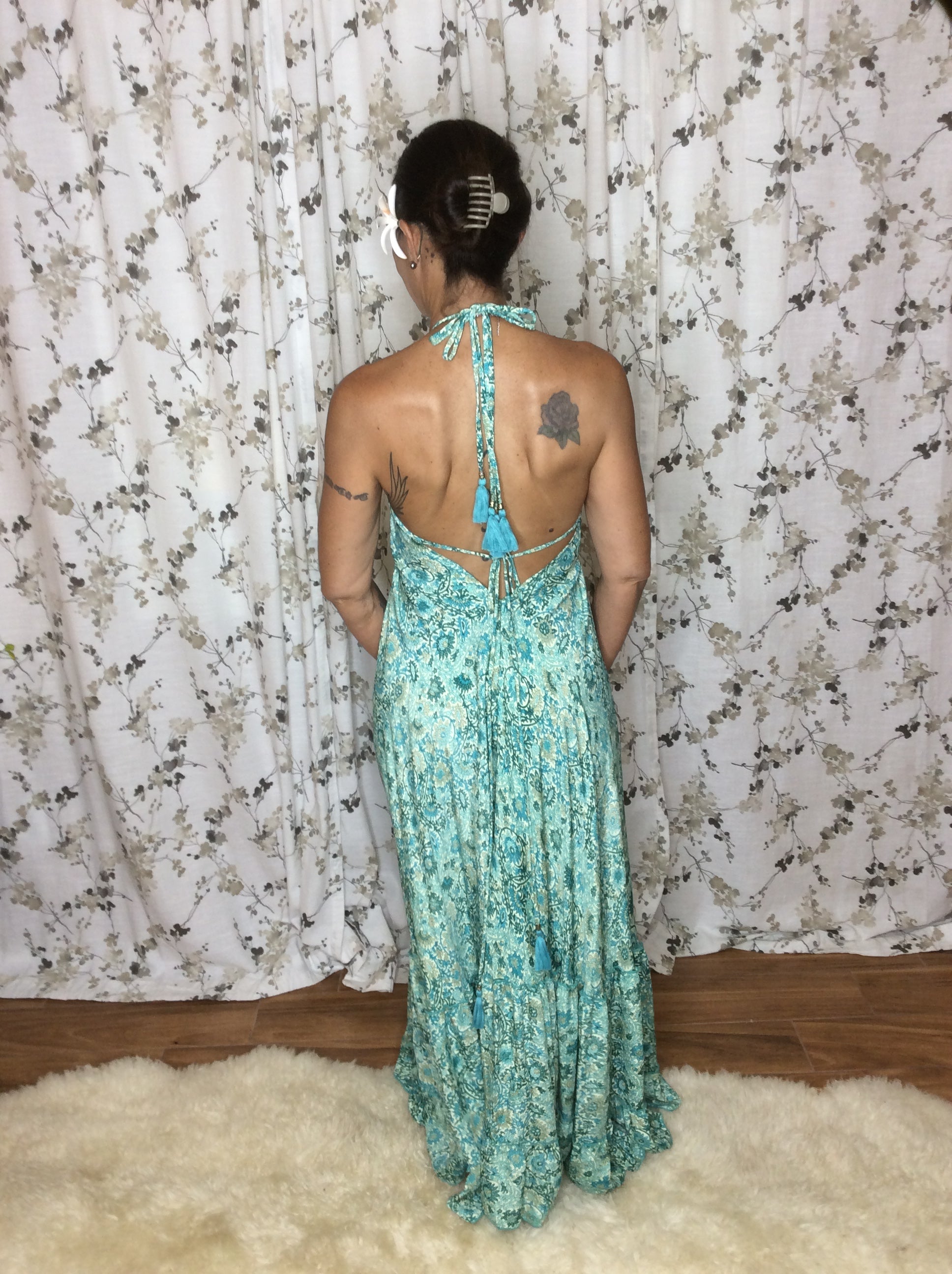 Muse Maxi Isla l Aqua Flowy Maxi Dress l Sacred Wild