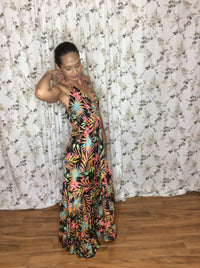 Muse Maxi Havana l Black Tropical Flowy Maxi Dress l Sacred Wild