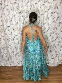 Muse Maxi Serena l Turquoise Print Flowy Maxi Dress l Sacred Wild