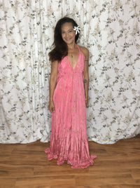 Muse Maxi Rosalia | Pink & Gold Flowy Maxi Dress | Sacred Wild