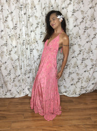 Muse Maxi Rosalia | Pink & Gold Flowy Maxi Dress | Sacred Wild