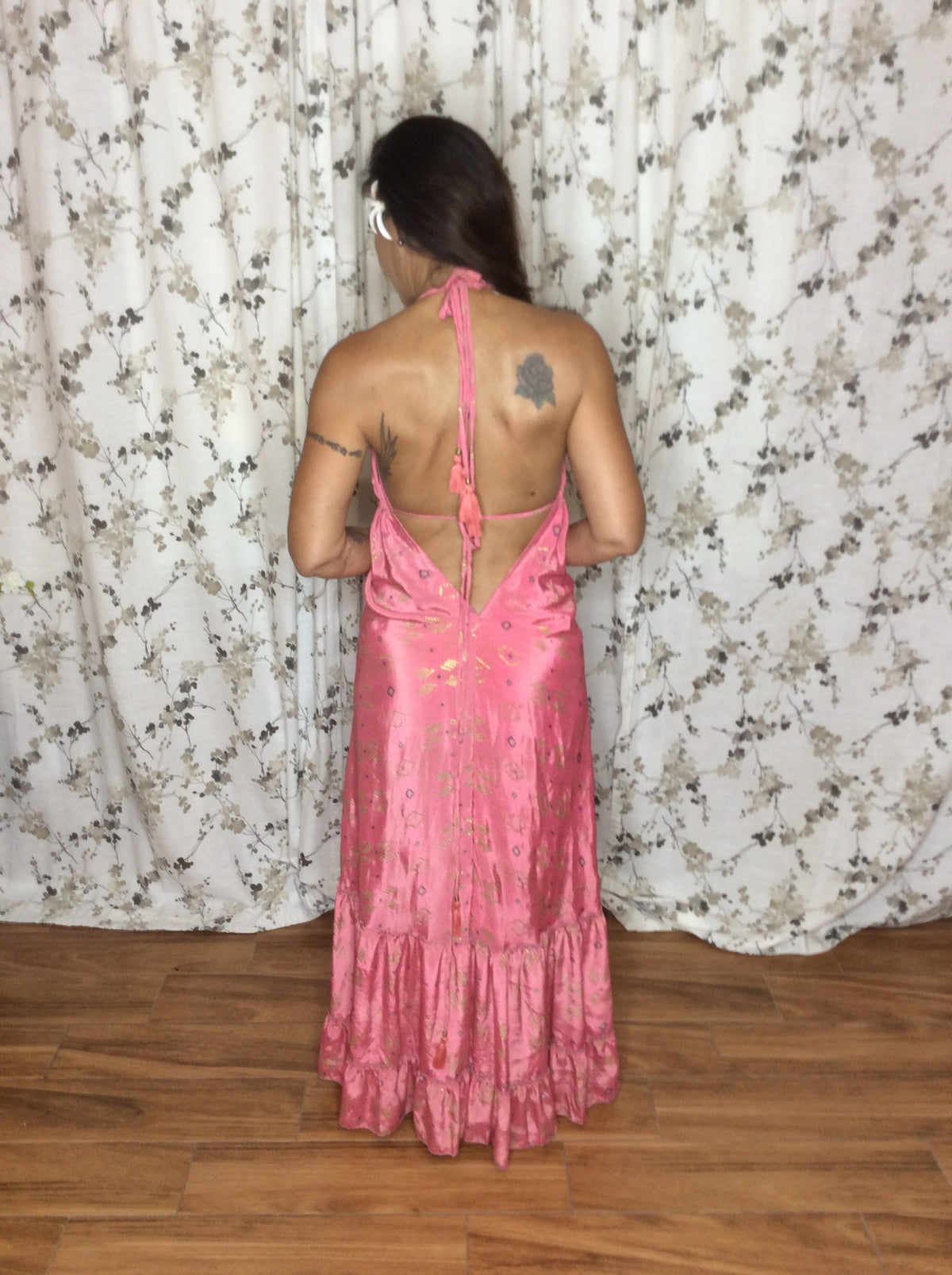 Muse Maxi Rosalia | Pink & Gold Flowy Maxi Dress | Sacred Wild